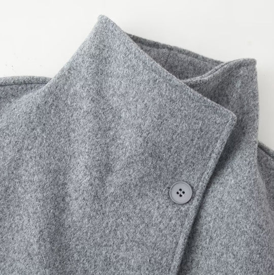 Damen Boxy Doppelreiher-Kurzmantel aus Wollmix mit Stehkragen Nord Taschen