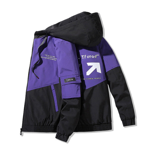 Herren Colorblock Kapuzen-Utility-Jacke mit Printdetails und taktischen Taschen Nord Taschen