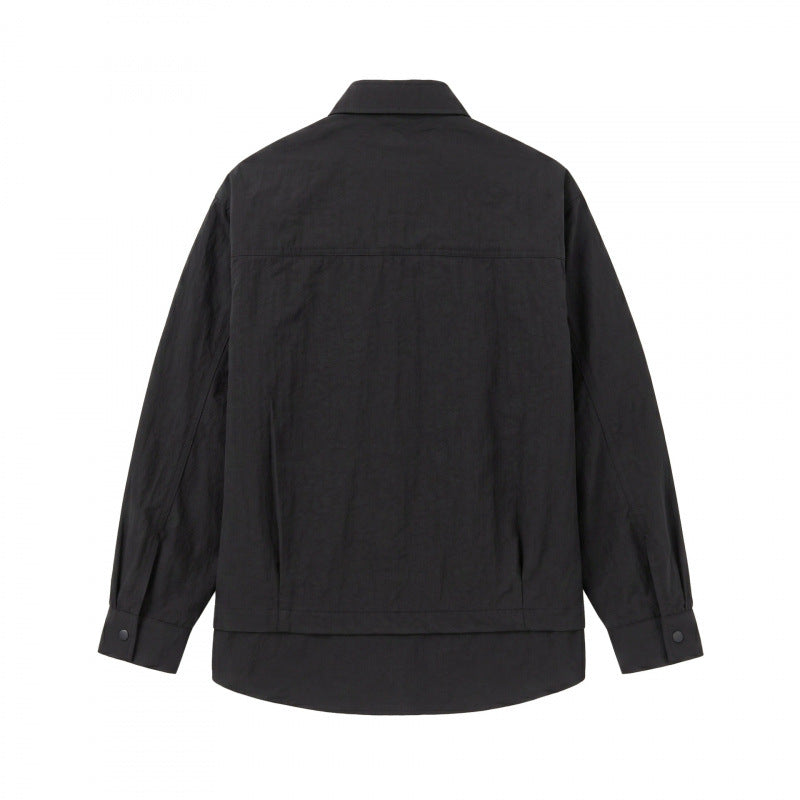 Unisex Oversize-Hemdjacke mit zweilagigem Saum, Brustpaspeltasche und strukturierter Baumwollmischung Nord Taschen