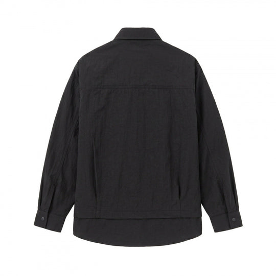 Unisex Oversize-Hemdjacke mit zweilagigem Saum, Brustpaspeltasche und strukturierter Baumwollmischung Nord Taschen