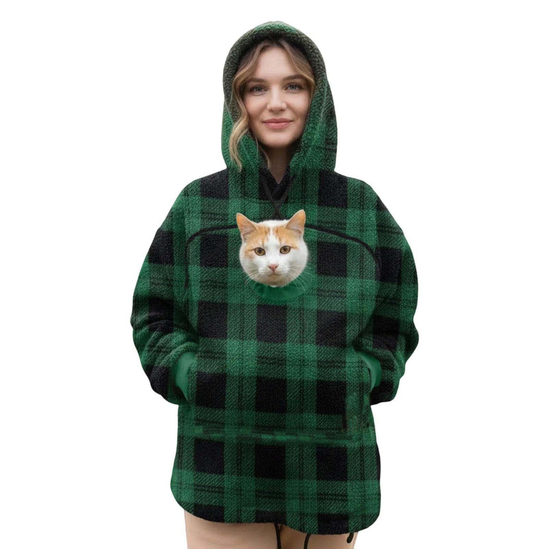 Damen Kapuzenpullover mit integrierter Katzenhöhle und extra weichem Fleece Nord Taschen