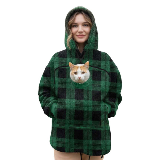 Damen Kapuzenpullover mit integrierter Katzenhöhle und extra weichem Fleece Nord Taschen