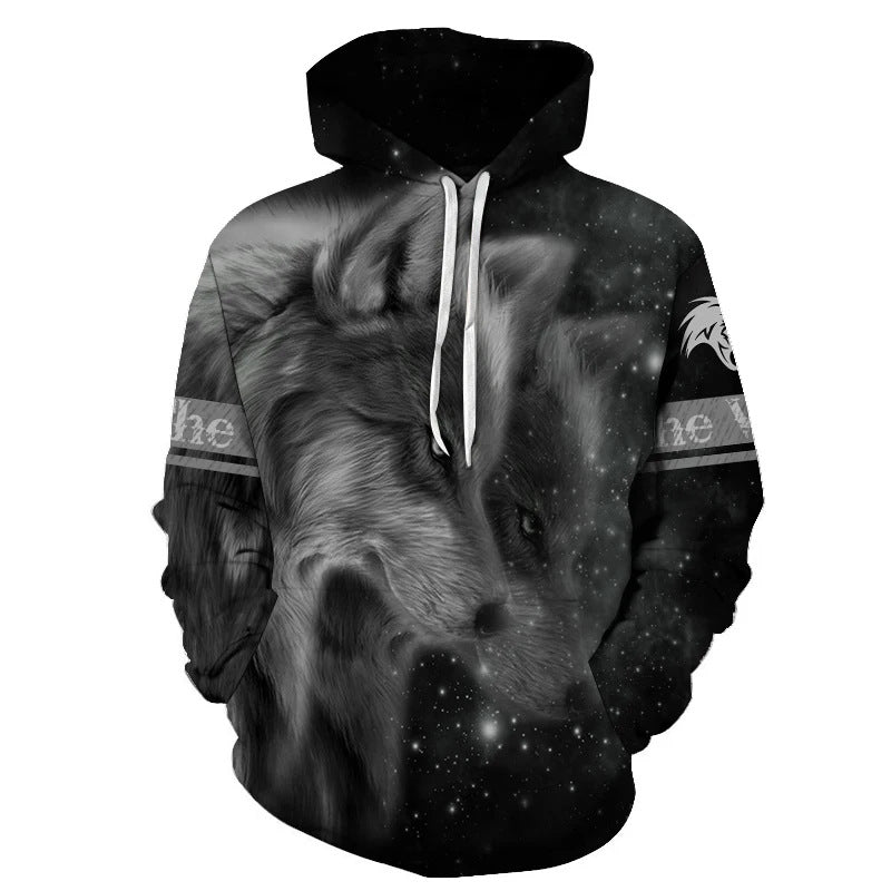 Unisex Kapuzenpullover mit kreativem Wolfsmotiv Nord Taschen