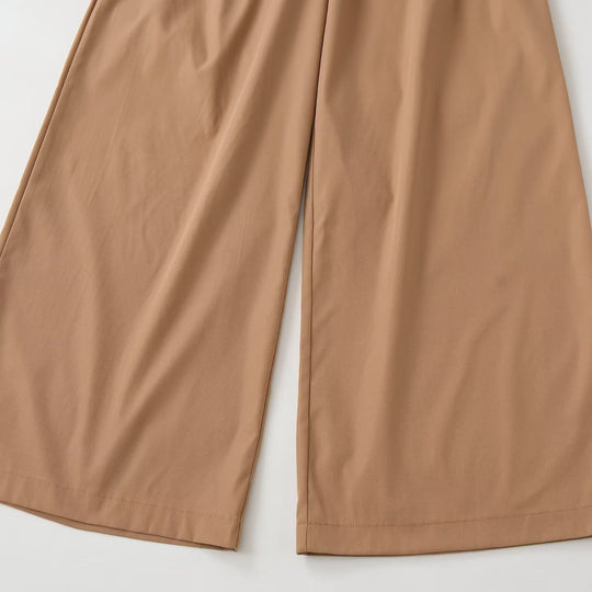 Damen Culotte-inspirierte High-Waist Palazzo-Hose mit Bügelfalte und Taillengürtel Nord Taschen