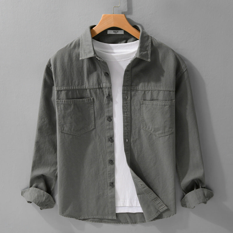 Herren Utility-Hemdjacke aus Baumwolltwill mit verdeckter Knopfleiste und Relaxed-Schnitt Nord Taschen