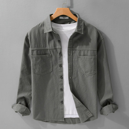Herren Utility-Hemdjacke aus Baumwolltwill mit verdeckter Knopfleiste und Relaxed-Schnitt Nord Taschen