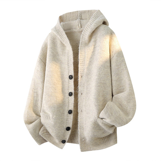 Herren Oversize-Strickcardigan mit Schalkragen, Knopfleiste und Eingrifftaschen Nord Taschen