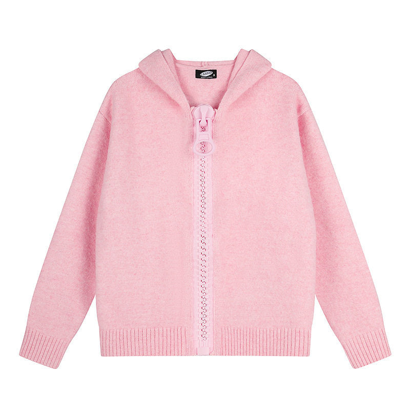 Damen Kapuzen-Strickjacke mit übergroßem Reißverschluss und softem Mohair-Mix Nord Taschen
