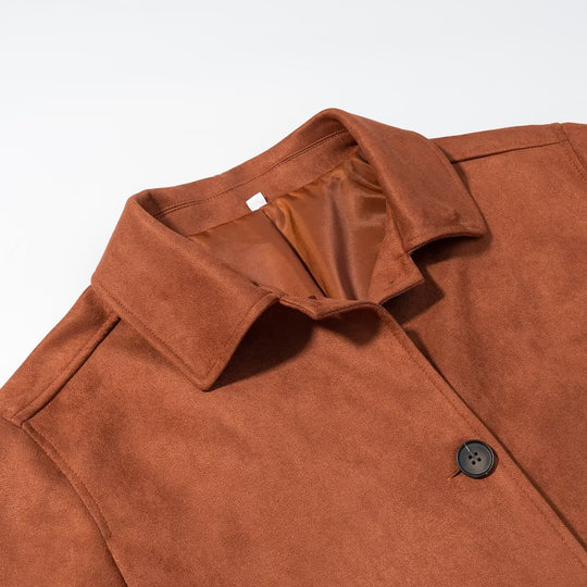Damen Midilanger Veloursoptik-Mantel Nord Taschen