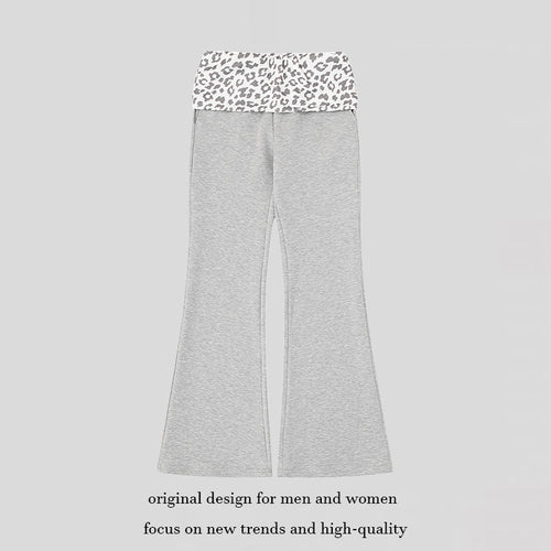 Damen Weite Jersey-Loungehose mit ausgestelltem Schlag und umgeschlagenem Leo-Bund Nord Taschen