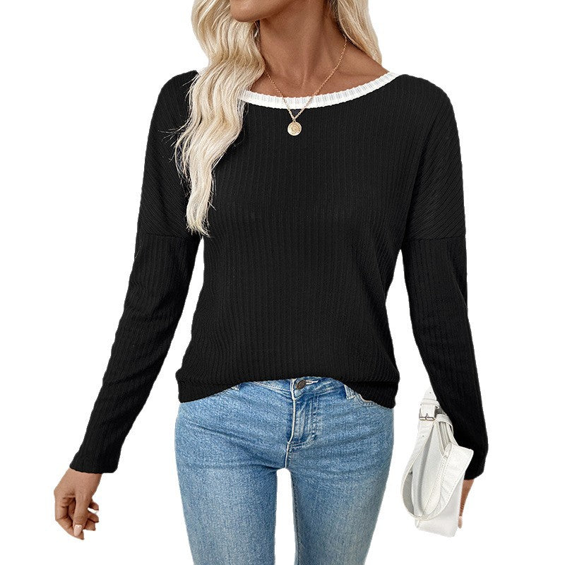 Damen Rückfreies Rippstrick-Longsleeve mit Zierschleifen Nord Taschen