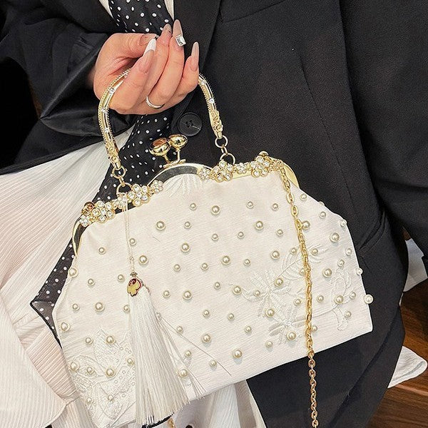 Damen elegante Clutch-Tasche mit luxuriösen Perlenverzierungen Nord Taschen