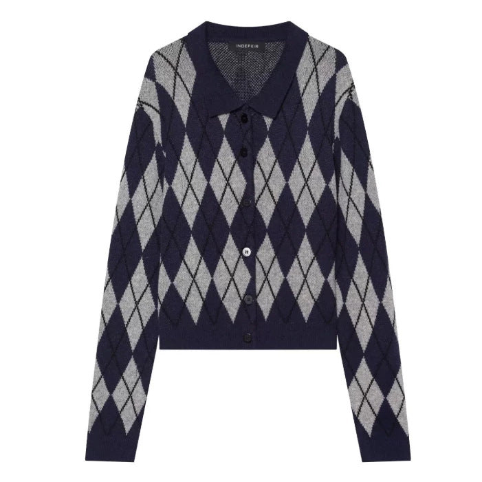 Damen Kurzarm Polo-Strickpullover mit V‑Ausschnitt, Strukturmuster und Streifendetail Nord Taschen