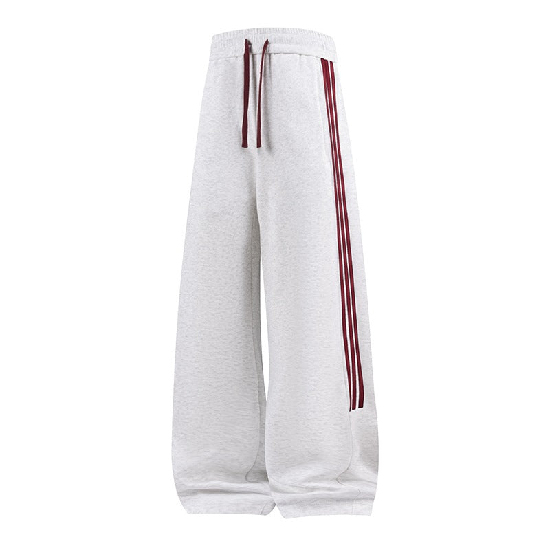 Damen Weite High-Waist Jogginghose mit markanten Seitenstreifen & Kordelzug Nord Taschen