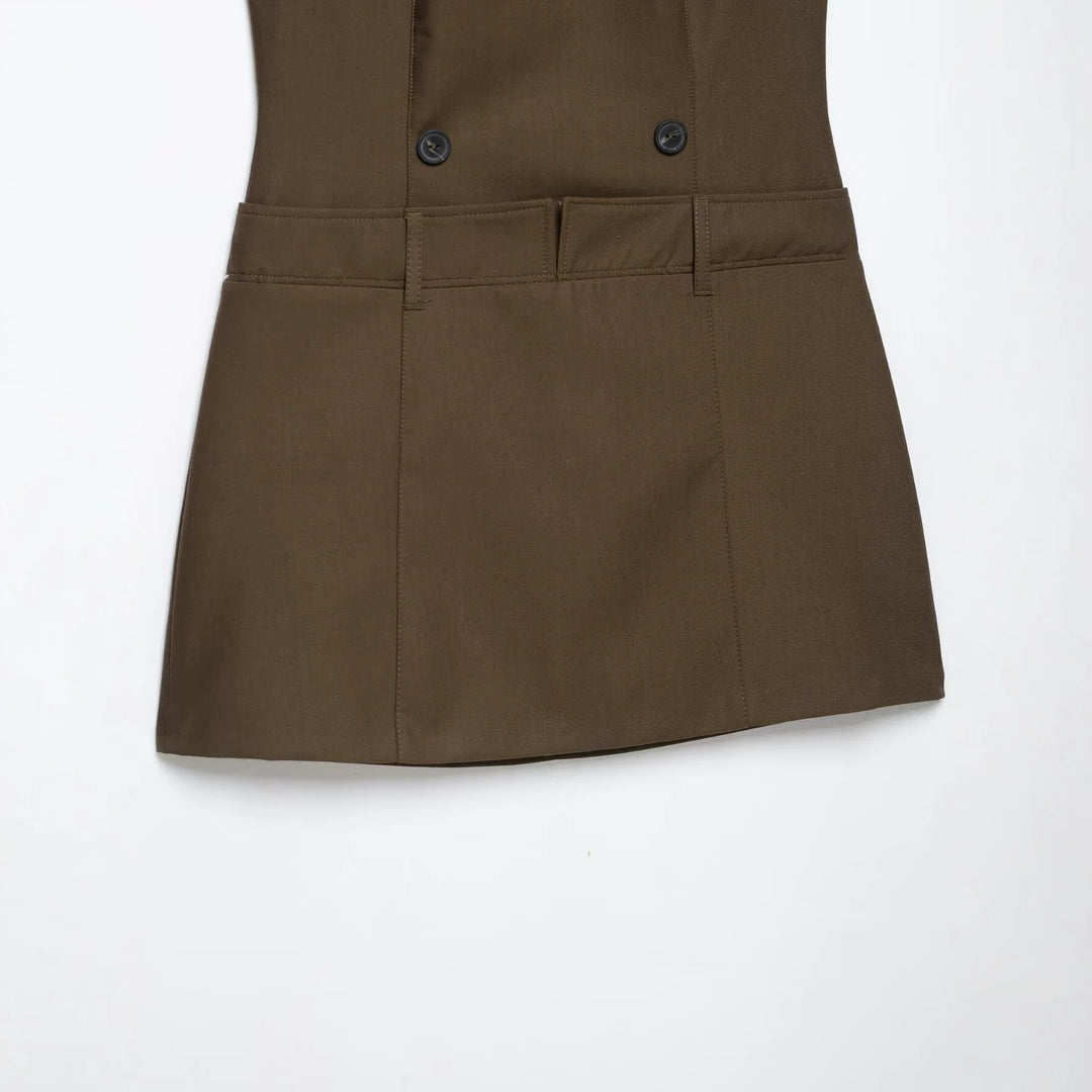 Damen Ärmelloses Pinafore‑Kleid mit doppelreihiger Knopfleiste und taillierter Passform Nord Taschen