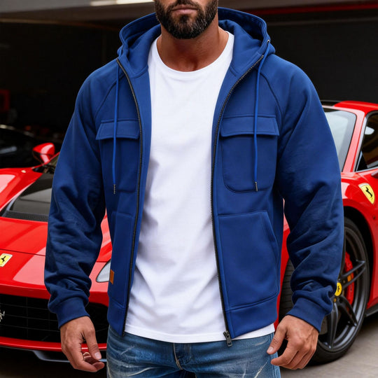 Herren Kapuzenjacke mit durchgehendem Reißverschluss, Brustklappen und moderner Slim‑Fit-Silhouette Nord Taschen