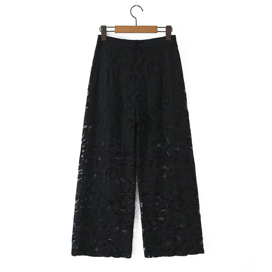 Damen Weite Spitzenhose mit hoher Taille und gefütterter Innenlage Nord Taschen
