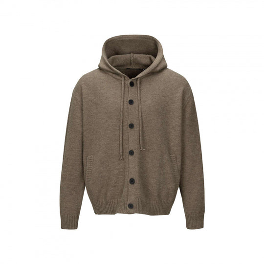Unisex Grobgestrickter Kapuzencardigan mit durchgehender Knopfleiste und Rippbündchen Nord Taschen