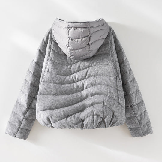 Damen gesteppte Kapuzen-Winterjacke mit tailliertem Gummizug Nord Taschen