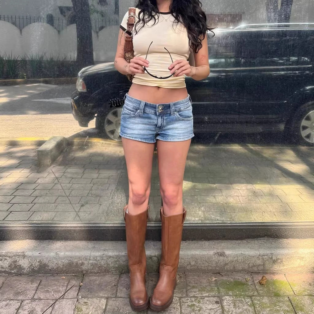 Damen lässige Jeansshorts mit stylishen Details