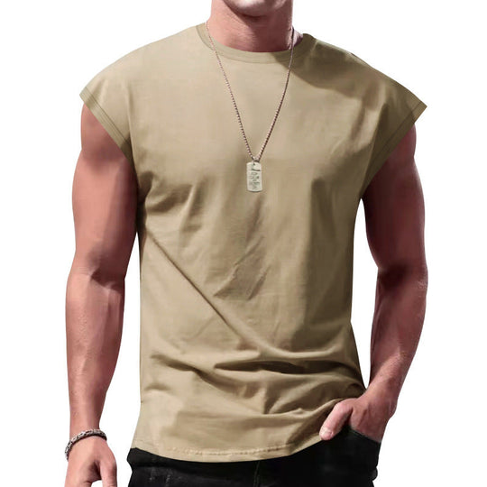 Herren nan lockeres ärmelloses Muskelshirt aus Baumwolljersey mit überschnittener Schulterpartie Nord Taschen