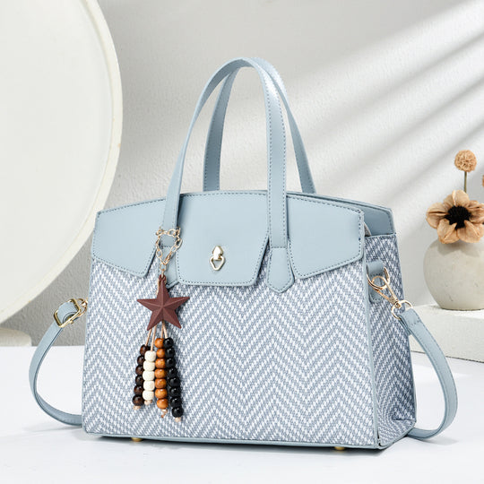 Damen Handtasche mit elegantem Chevron-Muster und abnehmbaren Schlüsselanhänger Nord Taschen