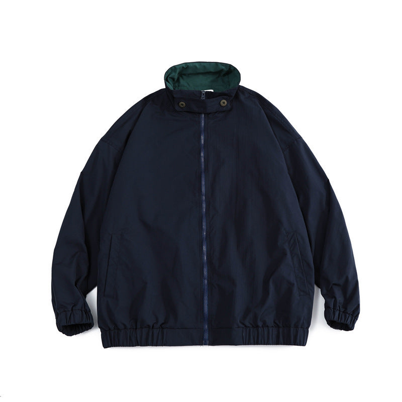 Herren Weit geschnittene leichte Windjacke mit hohem Stehkragen und elastischem Saum Nord Taschen