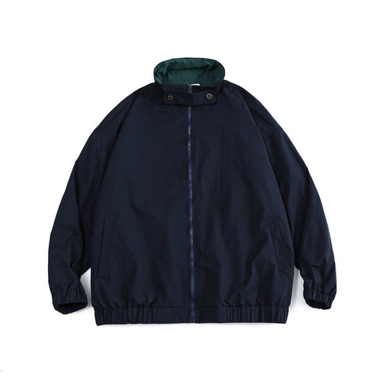 Herren Weit geschnittene leichte Windjacke mit hohem Stehkragen und elastischem Saum Nord Taschen