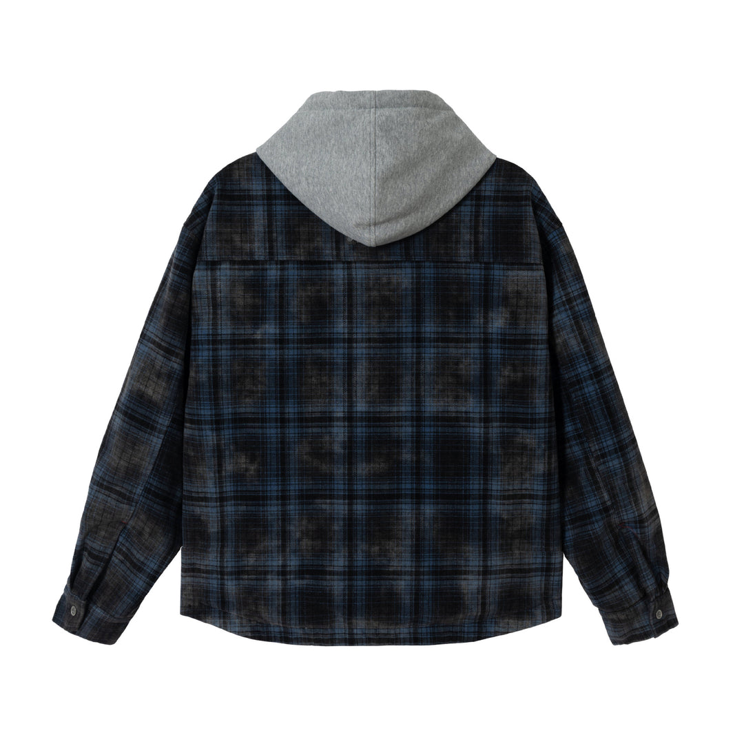 Herren karierte Layer‑Hemdjacke mit integrierter Kapuzen‑Innenjacke Nord Taschen