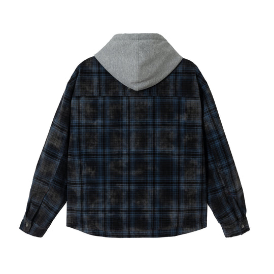 Herren karierte Layer‑Hemdjacke mit integrierter Kapuzen‑Innenjacke Nord Taschen