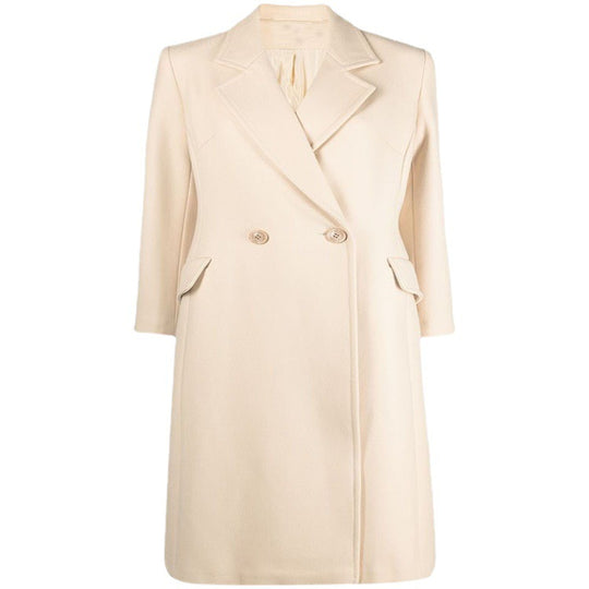 Damen Midilanger Tailoring-Mantel aus Wollmix mit schmalem Revers und kaschierendem Fall Nord Taschen