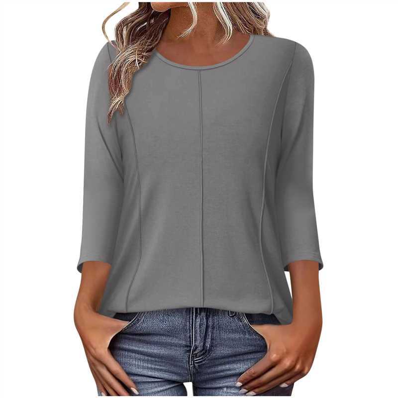 Damen nan lässiges Shirt mit dreiviertelärmeln und dekorativer Mittelnaht Nord Taschen