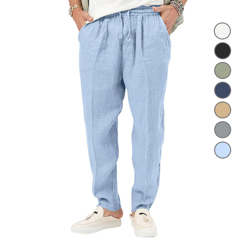 Herren Leichte Leinenhose mit elastischem Bund und praktischen Eingrifftaschen