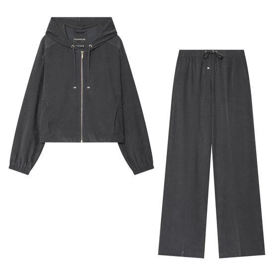Damen Weite Cordhose mit hohem Elastikbund Tunnelzug und geradem Bein Nord Taschen