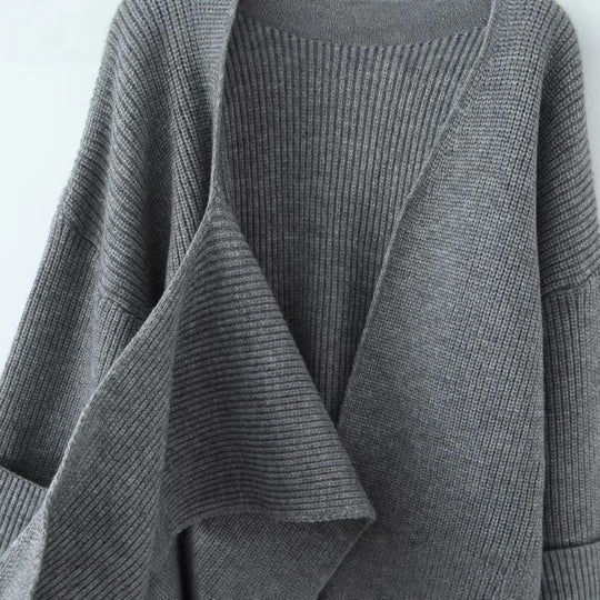 Damen Oversized Rollkragen‑Strickpullover mit Rippstruktur Nord Taschen