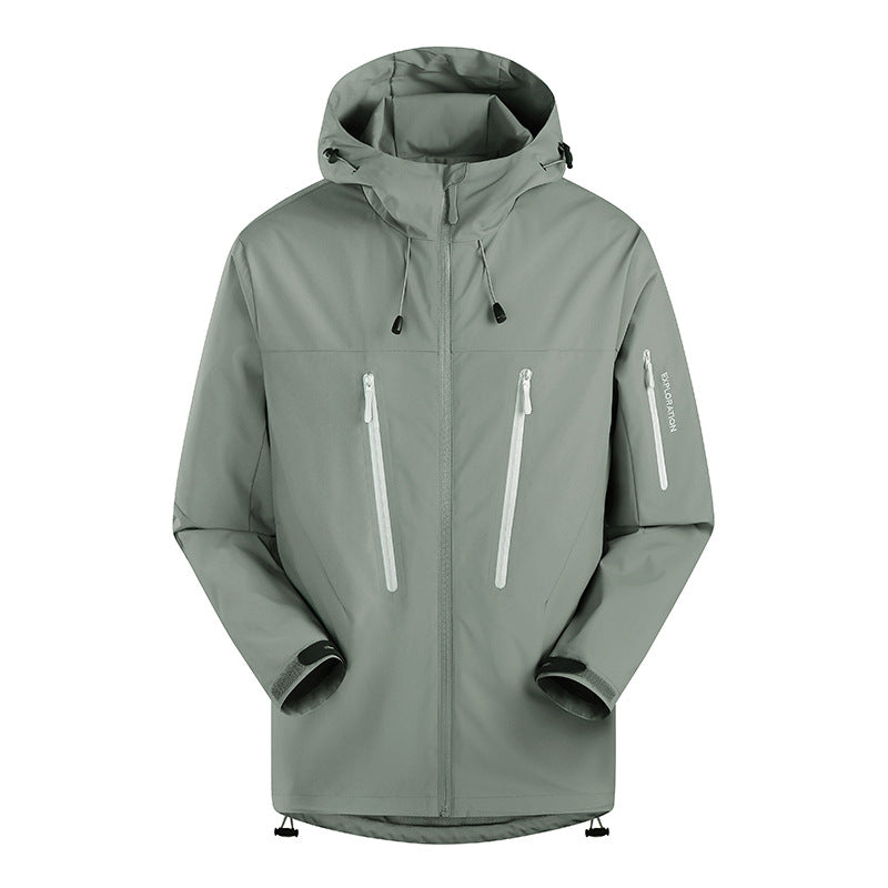 Herren Dreilagige atmungsaktive Hardshell-Outdoorjacke mit Kapuze und verschweißten Nähten Nord Taschen