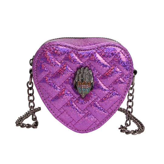 Damen Herzform-Bag mit Glanzoberfläche und exquisitem Anhänger Nord Taschen