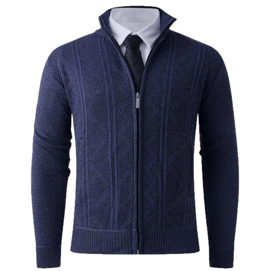 Herren Strick-Zipjacke mit Stehkragen und dezentem Rautenmuster Nord Taschen