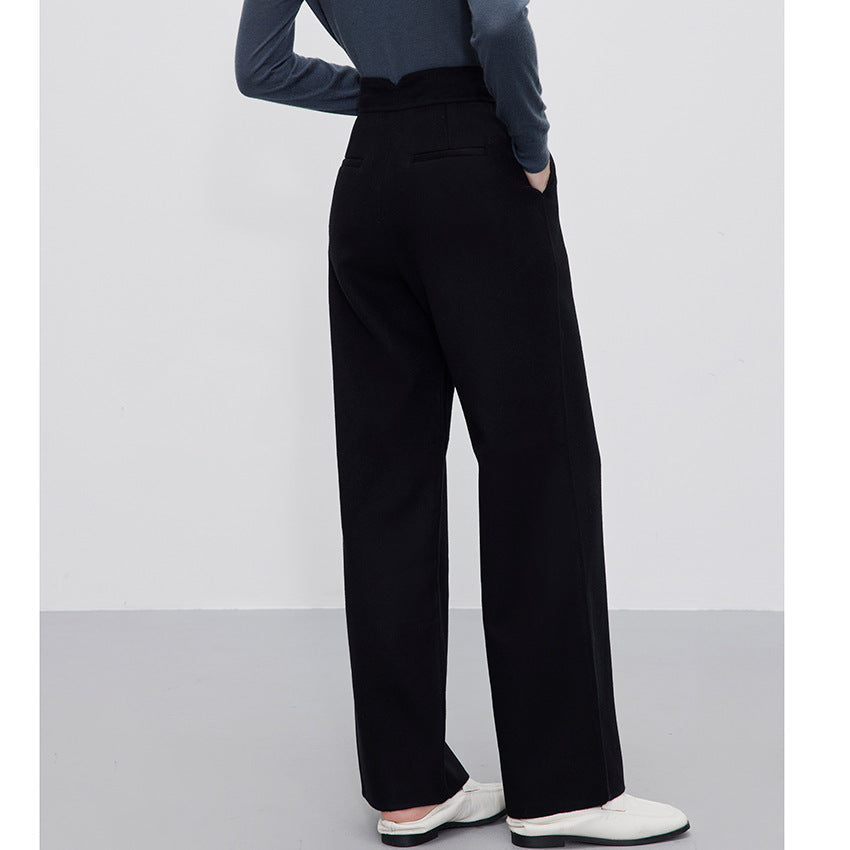 Damen Hochtaillierte Wollmix-Palazzohose mit geradem Fall und verdecktem Hakenverschluss Nord Taschen