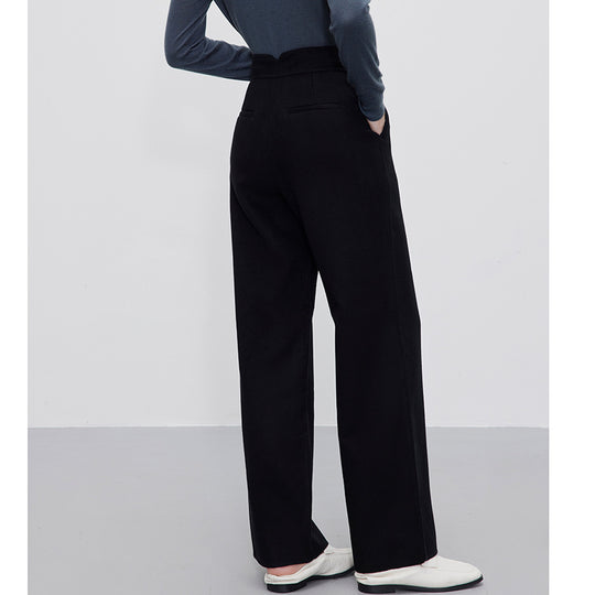 Damen Hochtaillierte Wollmix-Palazzohose mit geradem Fall und verdecktem Hakenverschluss Nord Taschen