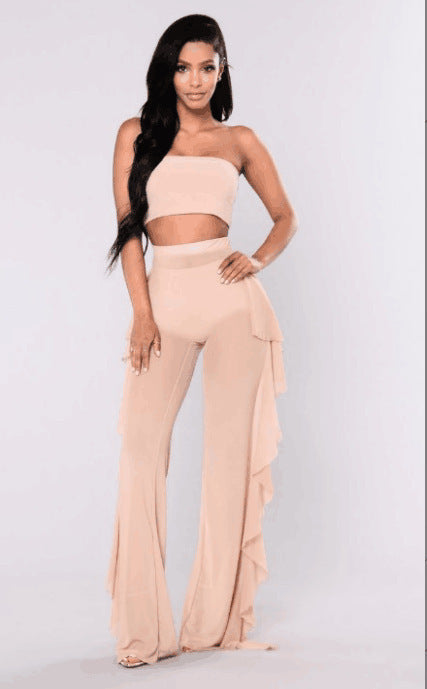 Damen Anziehbare Boho-Hosen mit Rüsche
