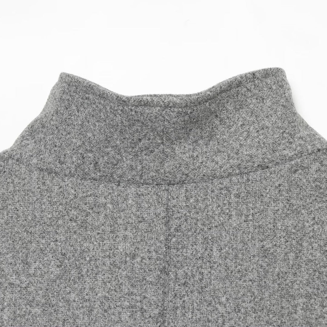 Damen Kurzes Cape-Mantel aus Wollmix mit hohem Stehkragen und doppelreihiger Knopfleiste Nord Taschen
