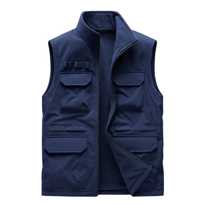 Herren Outdoor-Utilityweste mit acht Multifunktionstaschen, robustem Baumwollmix und Windschutzkragen Nord Taschen