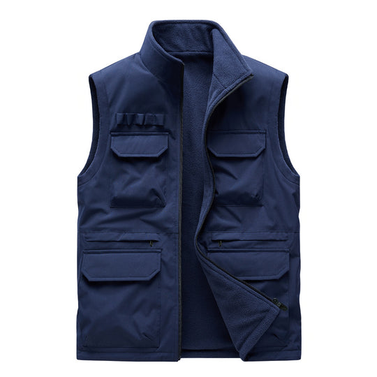 Herren Outdoor-Utilityweste mit acht Multifunktionstaschen, robustem Baumwollmix und Windschutzkragen Nord Taschen