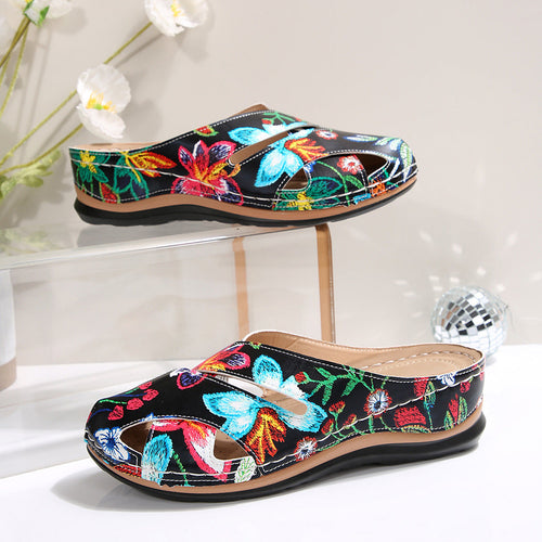 Damen Komfortable Clogs mit dekorativen floralen Stickereien Nord Taschen