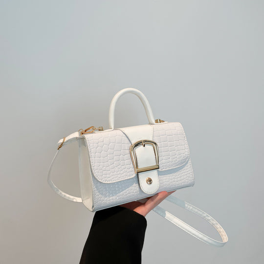 Damen Umhängetasche aus strukturiertem Krokodilleder mit eleganter Schnallenverzierung Nord Taschen