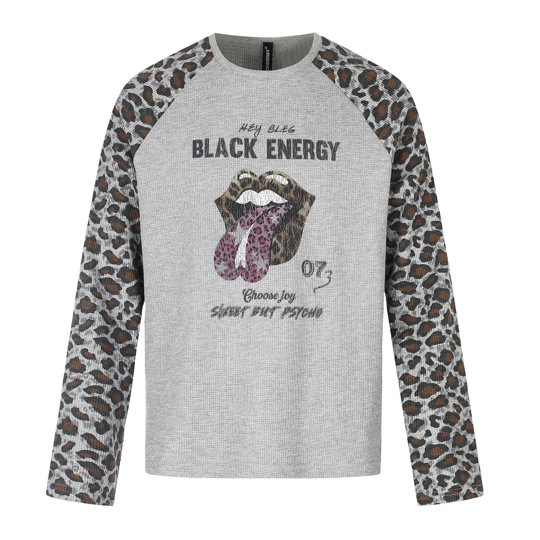 Damen Lässiges Langarmshirt mit Raglanärmeln, Leoparden-Ärmeln und Statement-Print Nord Taschen