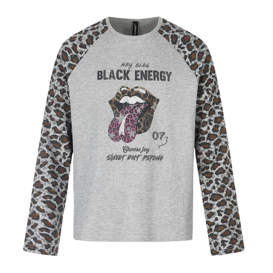 Damen Lässiges Langarmshirt mit Raglanärmeln, Leoparden-Ärmeln und Statement-Print Nord Taschen