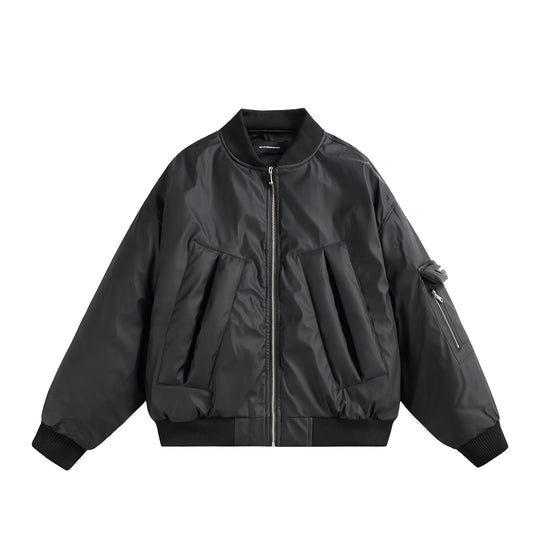 Unisex Kurz geschnittene Oversize-Pufferjacke mit Utility-Ärmeltasche und Rippenbündchen Nord Taschen
