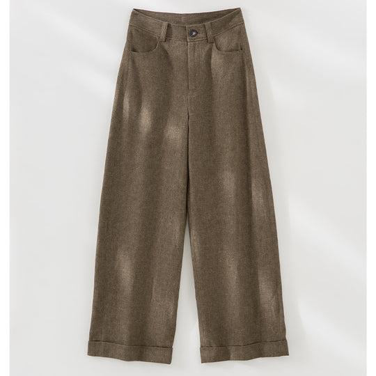Damen Weite Hochgeschnittene Culotte‑Hose im Denim‑Look mit Aufschlag Nord Taschen
